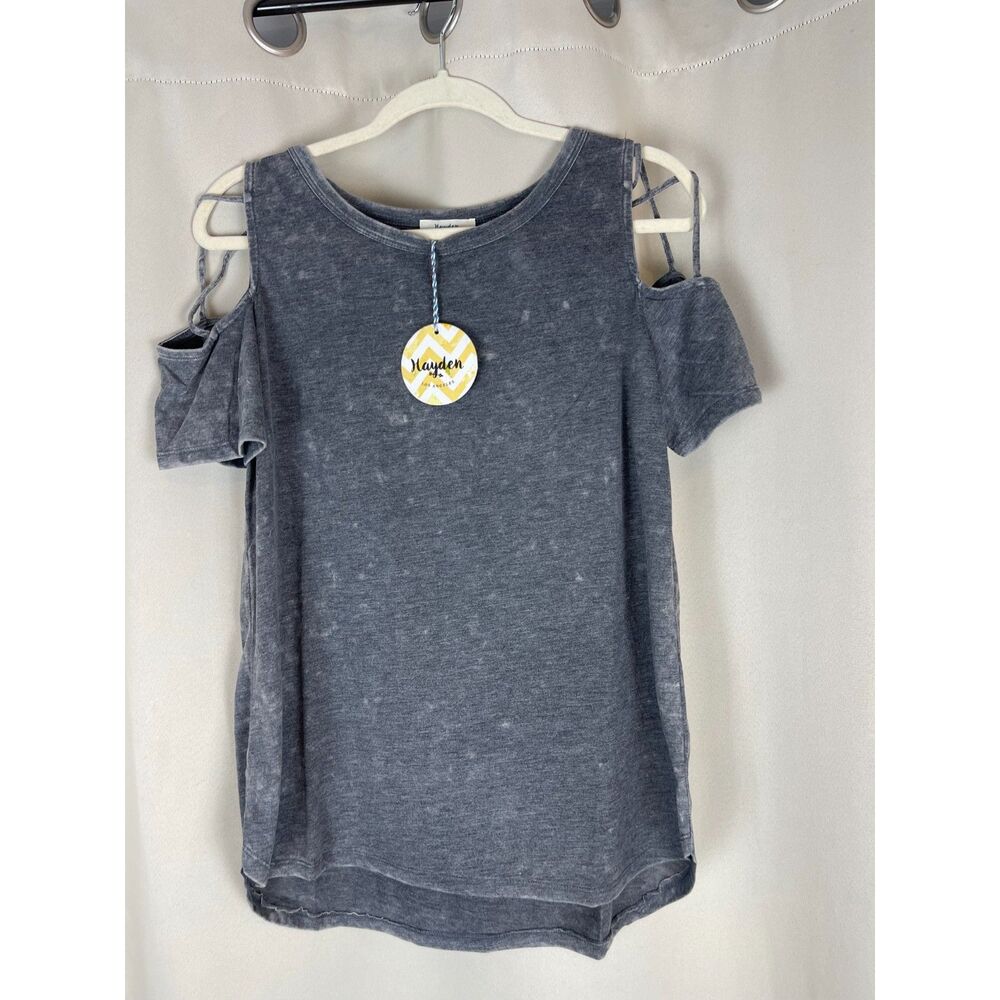 Hayden Los Angeles Washed Black Cold Shoulder Tee, Size M, NWT